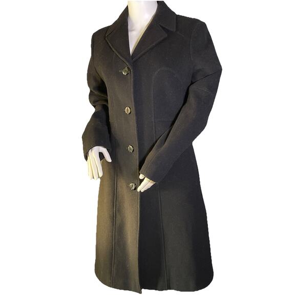KENNETH COLE REACTION Women's Wool Blend Long Black Coat size 8 - Picture 1 of 8